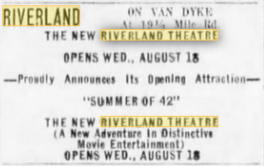 Riverland Theatre - 1971 Ad